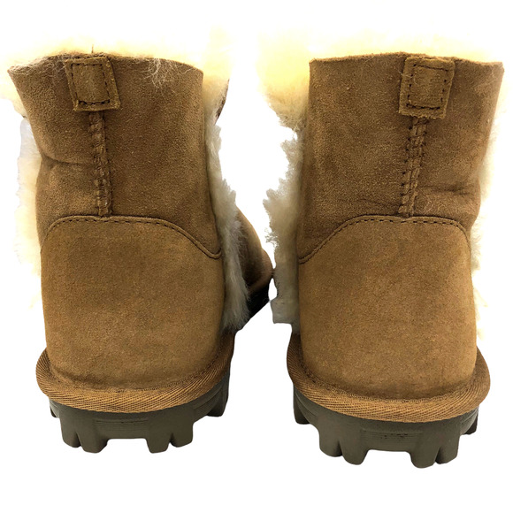 Sheepskin  Wool Shearling Lined Short Winter Boots Chestnut Brown Women's 6 - Picture 4 of 8